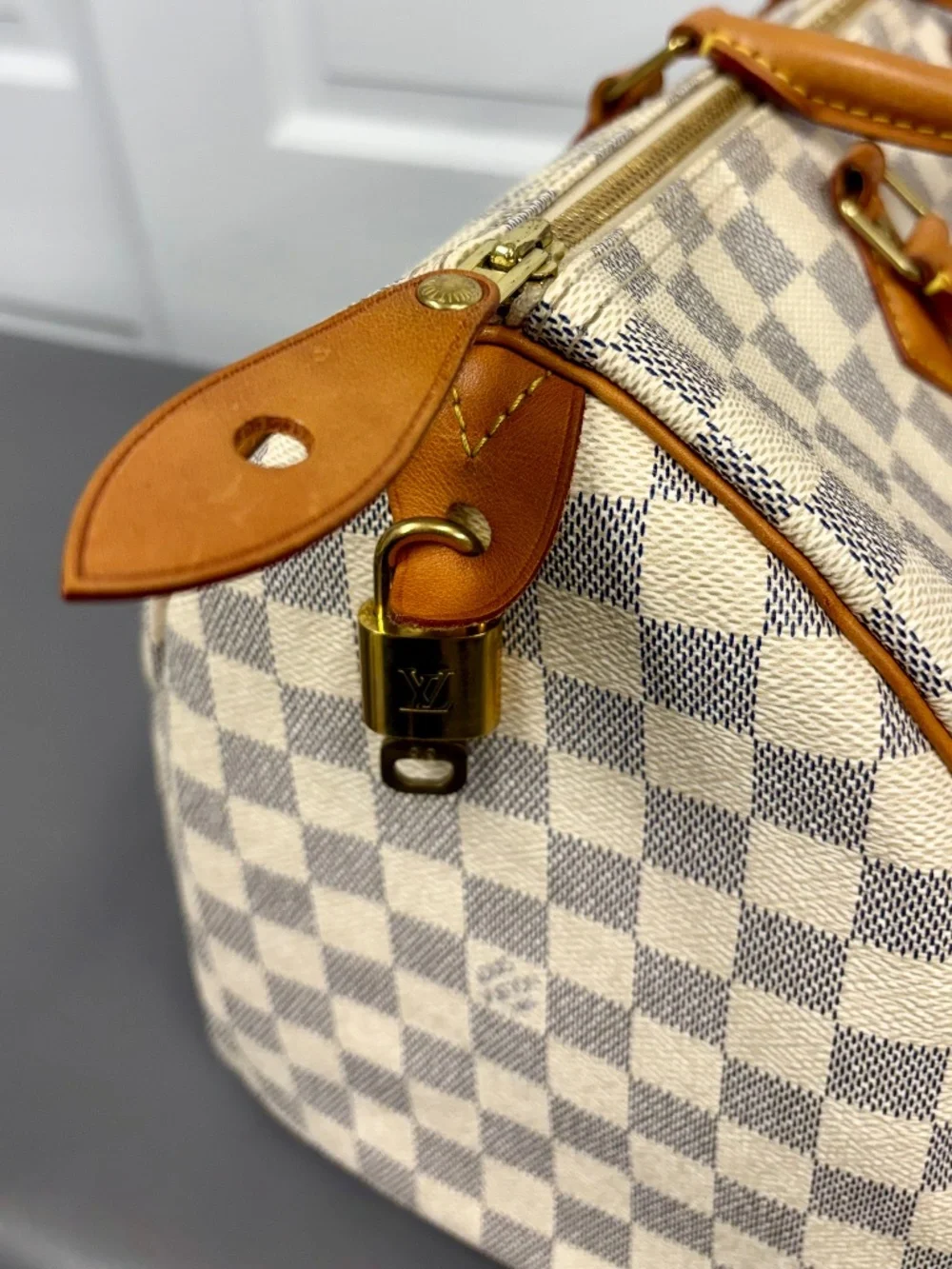 Louis Vuitton Damier Azur Speedy 35 Satchel Handbag
